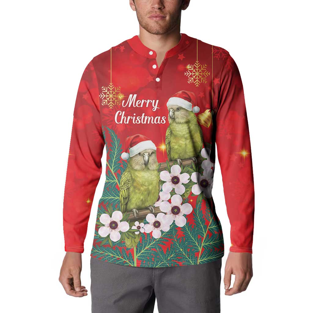 New Zealand Kakapo Christmas Button Sweatshirt Owl Parrot Santa Sliver Fern Manuka - Red - Aussie Hoodie