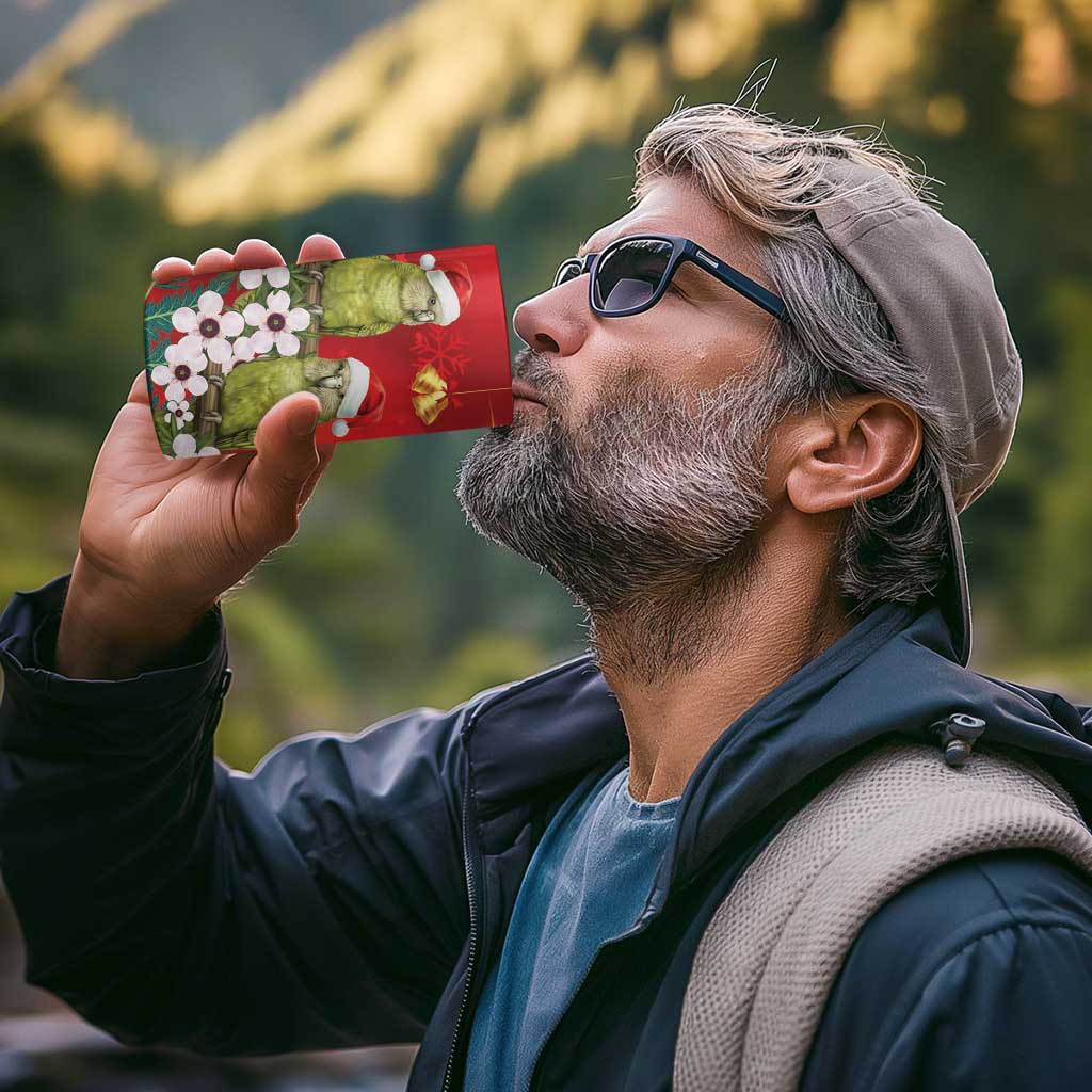 New Zealand Kakapo Christmas 4 in 1 Can Cooler Tumbler Owl Parrot Santa Sliver Fern Manuka - Red - Aussie Hoodie