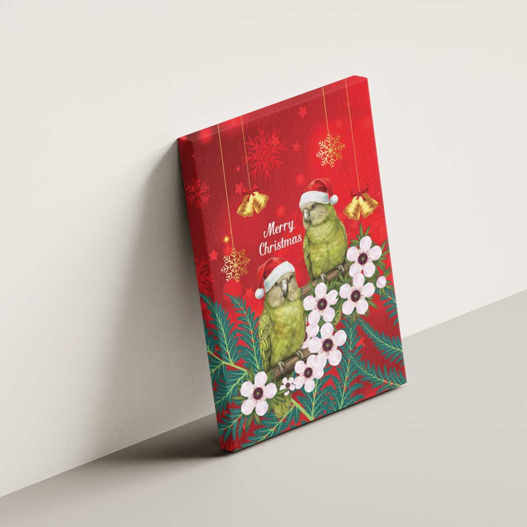 New Zealand Kakapo Christmas Canvas Wall Art Owl Parrot Santa Sliver Fern Manuka - Red - Aussie Hoodie