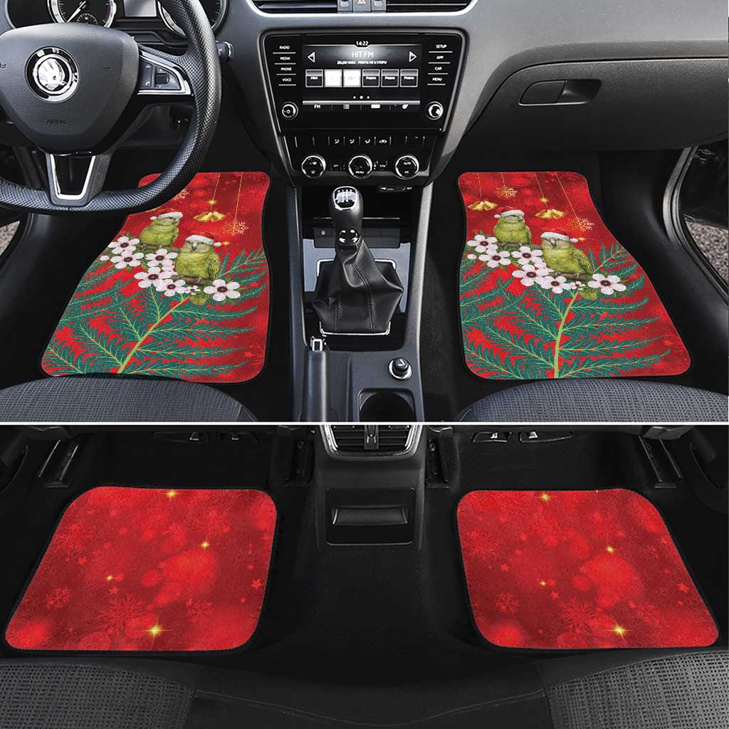 New Zealand Kakapo Christmas Car Mats Owl Parrot Santa Sliver Fern Manuka - Red - Aussie Hoodie