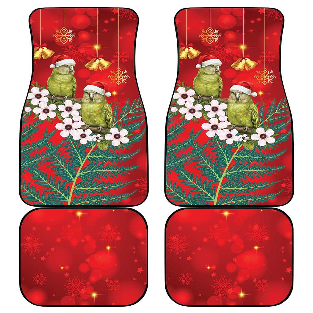 New Zealand Kakapo Christmas Car Mats Owl Parrot Santa Sliver Fern Manuka - Red - Aussie Hoodie