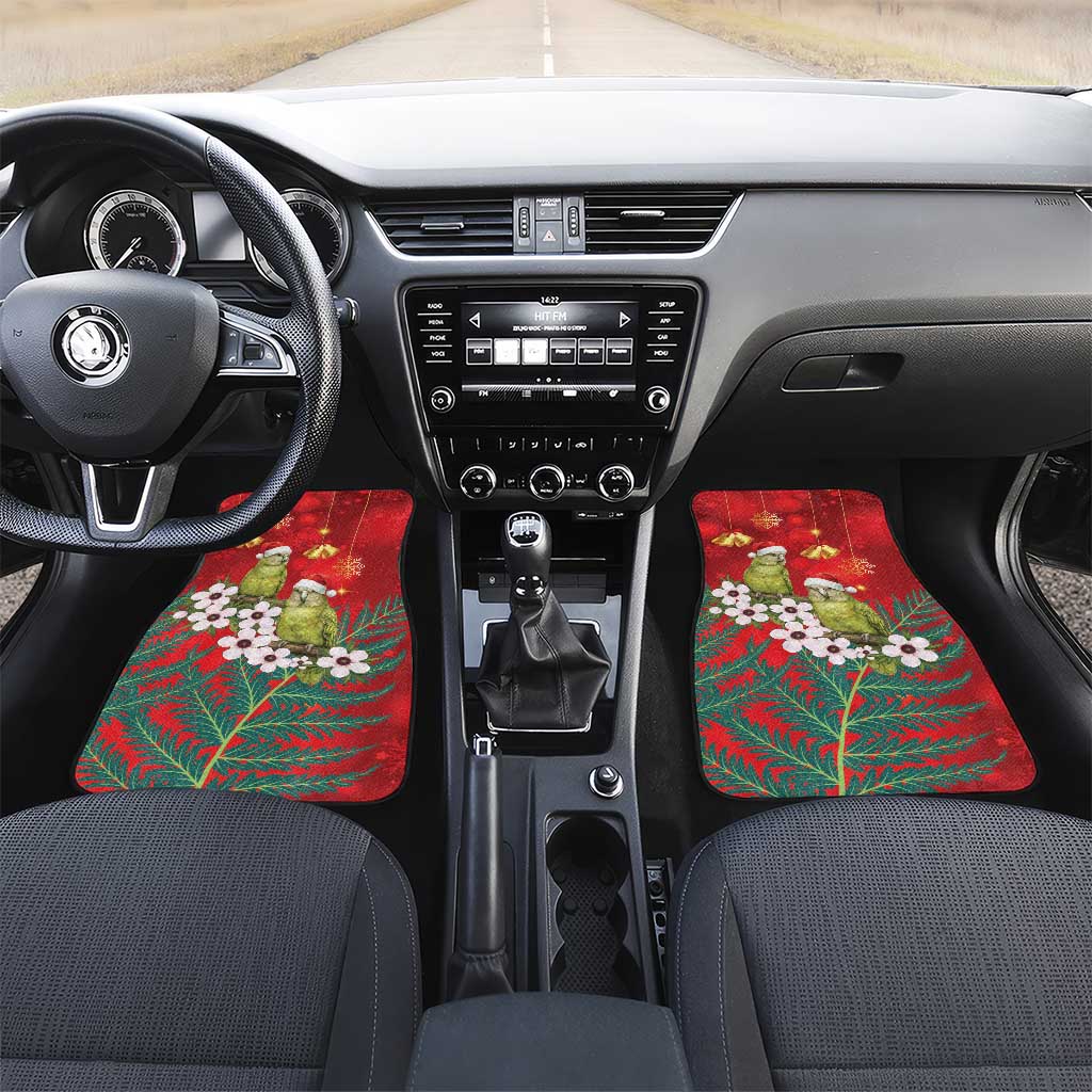 New Zealand Kakapo Christmas Car Mats Owl Parrot Santa Sliver Fern Manuka - Red - Aussie Hoodie