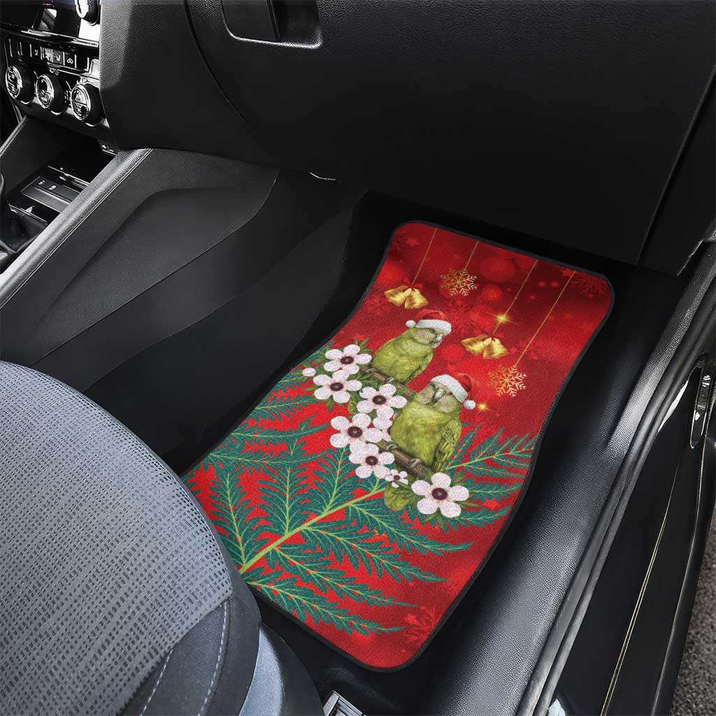 New Zealand Kakapo Christmas Car Mats Owl Parrot Santa Sliver Fern Manuka - Red - Aussie Hoodie