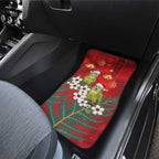 New Zealand Kakapo Christmas Car Mats Owl Parrot Santa Sliver Fern Manuka - Red - Aussie Hoodie