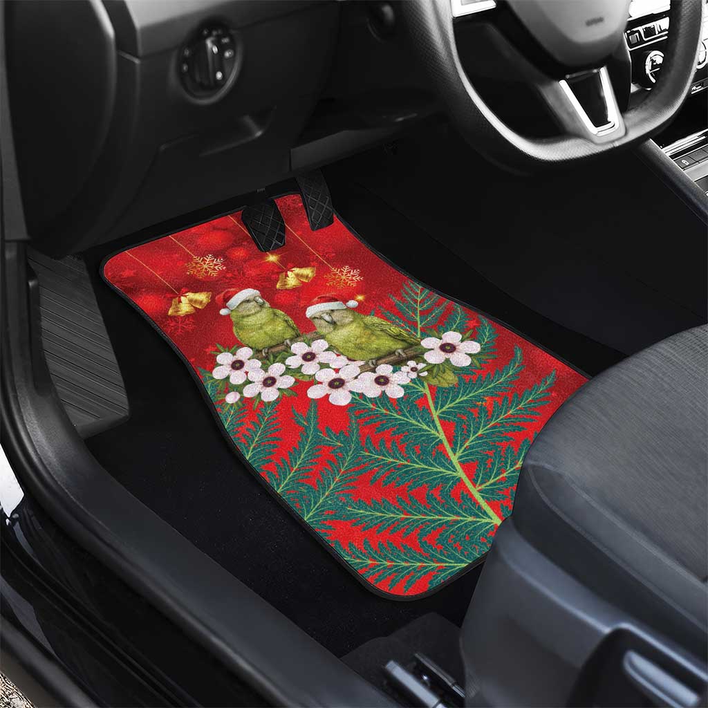 New Zealand Kakapo Christmas Car Mats Owl Parrot Santa Sliver Fern Manuka - Red - Aussie Hoodie