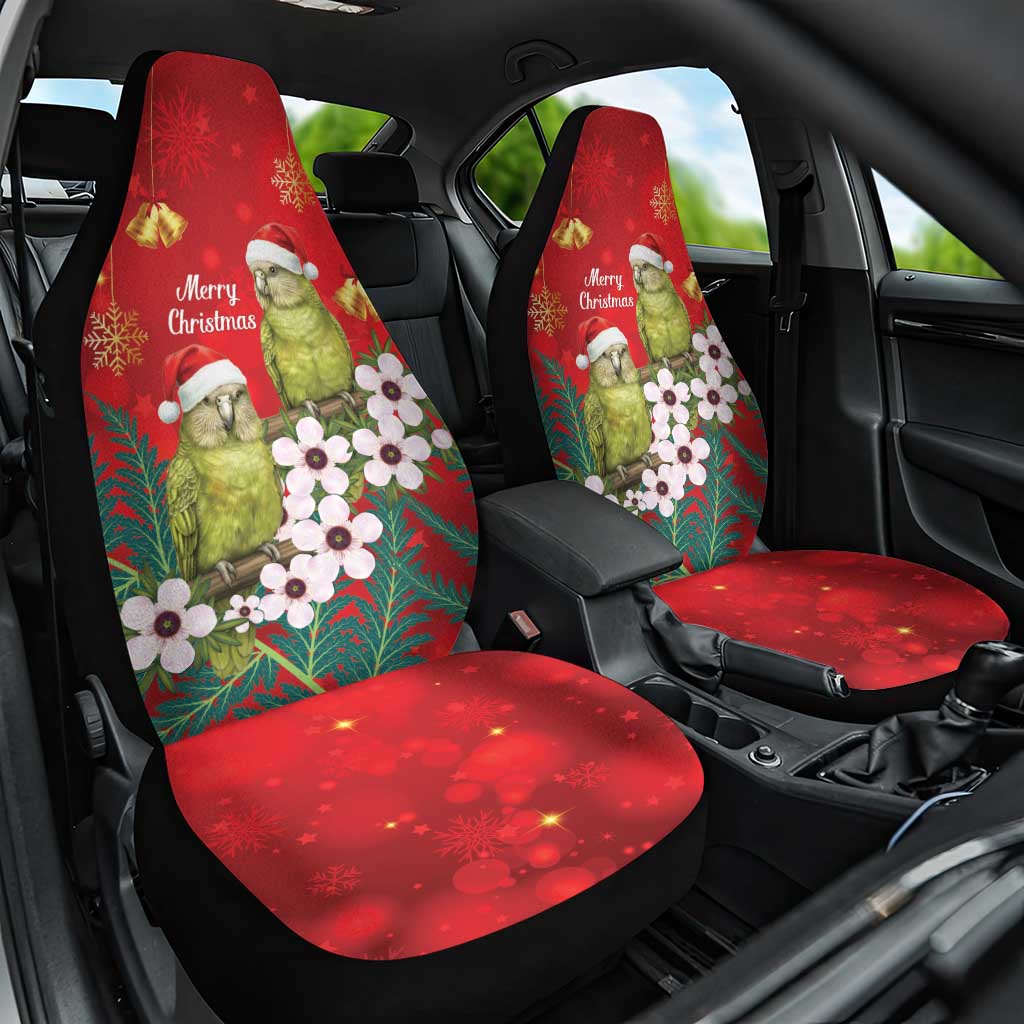 New Zealand Kakapo Christmas Car Seat Cover Owl Parrot Santa Sliver Fern Manuka - Red - Aussie Hoodie
