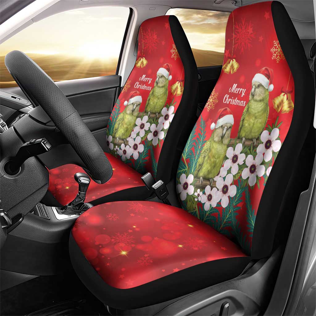 New Zealand Kakapo Christmas Car Seat Cover Owl Parrot Santa Sliver Fern Manuka - Red - Aussie Hoodie