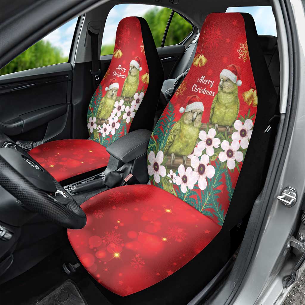 New Zealand Kakapo Christmas Car Seat Cover Owl Parrot Santa Sliver Fern Manuka - Red - Aussie Hoodie