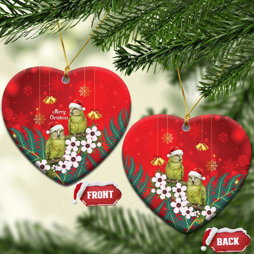 New Zealand Kakapo Christmas Ceramic Ornament Owl Parrot Santa Sliver Fern Manuka - Red - Aussie Hoodie