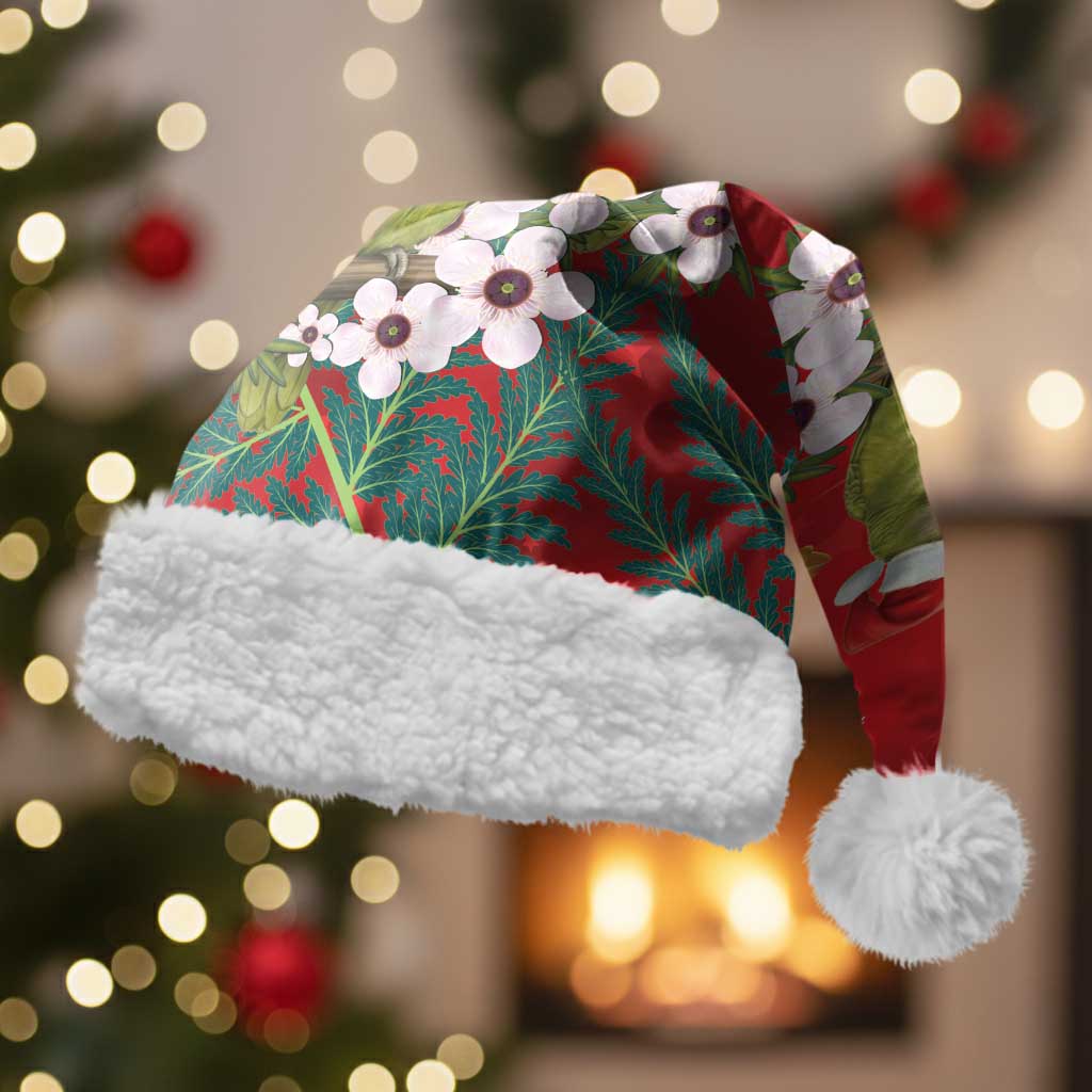 New Zealand Kakapo Christmas Santa Hat Owl Parrot Santa Sliver Fern Manuka - Red - Aussie Hoodie