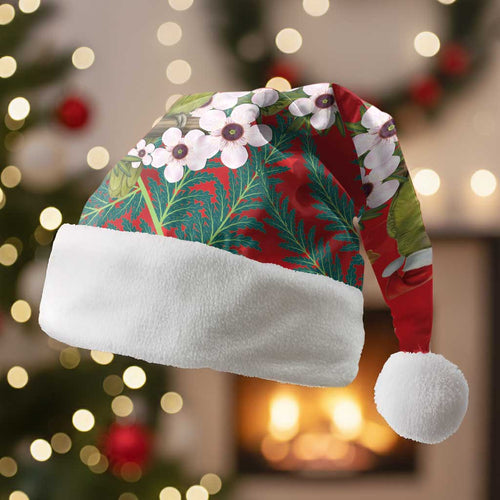 New Zealand Kakapo Christmas Santa Hat Owl Parrot Santa Sliver Fern Manuka - Red - Aussie Hoodie