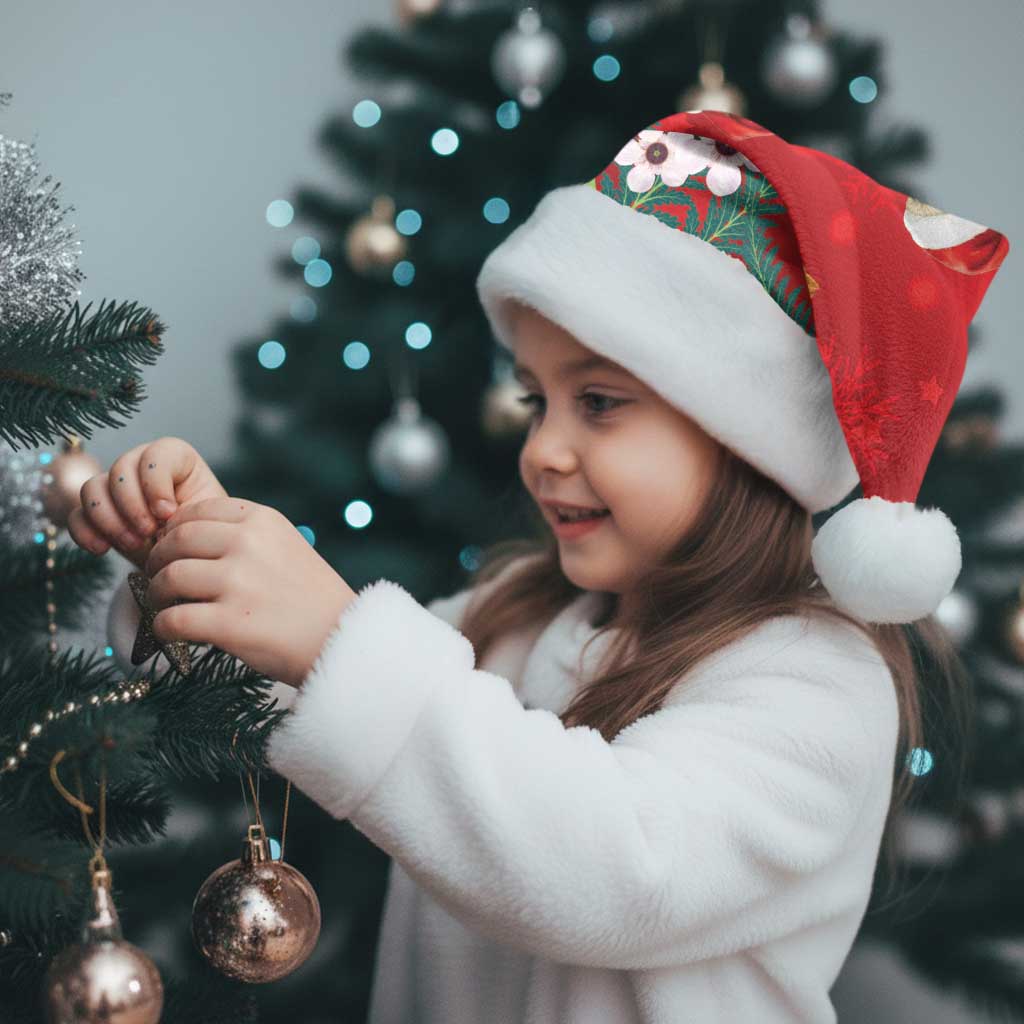 New Zealand Kakapo Christmas Santa Hat Owl Parrot Santa Sliver Fern Manuka - Red - Aussie Hoodie