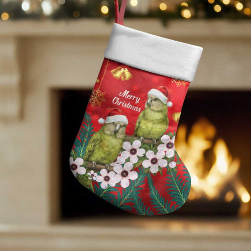 New Zealand Kakapo Christmas Stocking Owl Parrot Santa Sliver Fern Manuka - Red - Aussie Hoodie