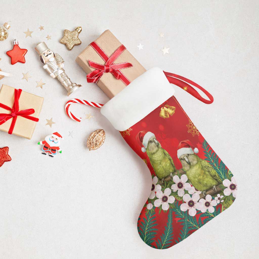 New Zealand Kakapo Christmas Stocking Owl Parrot Santa Sliver Fern Manuka - Red - Aussie Hoodie