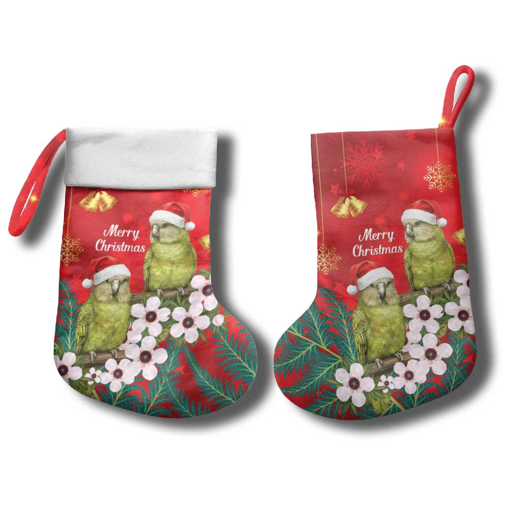 New Zealand Kakapo Christmas Stocking Owl Parrot Santa Sliver Fern Manuka - Red - Aussie Hoodie