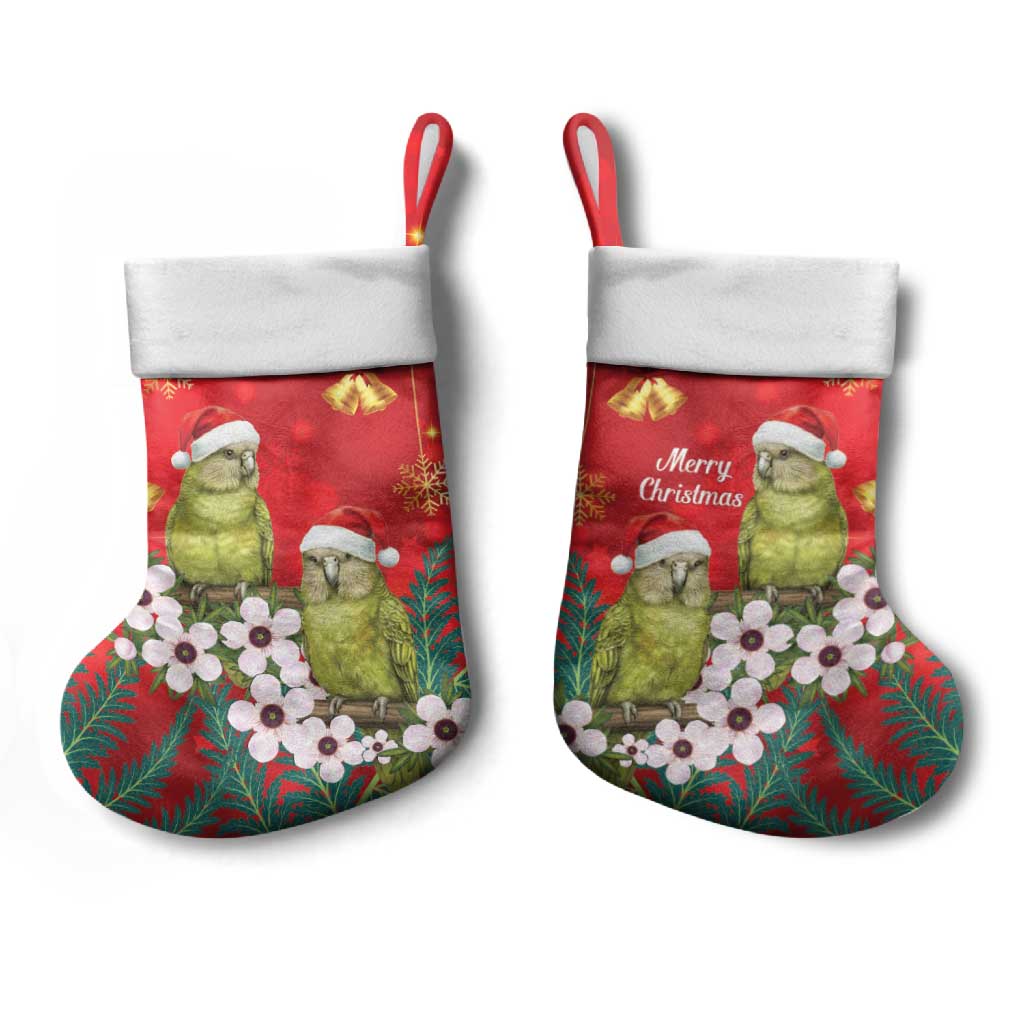 New Zealand Kakapo Christmas Stocking Owl Parrot Santa Sliver Fern Manuka - Red - Aussie Hoodie