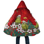 New Zealand Kakapo Christmas Cloak Owl Parrot Santa Sliver Fern Manuka - Red - Aussie Hoodie