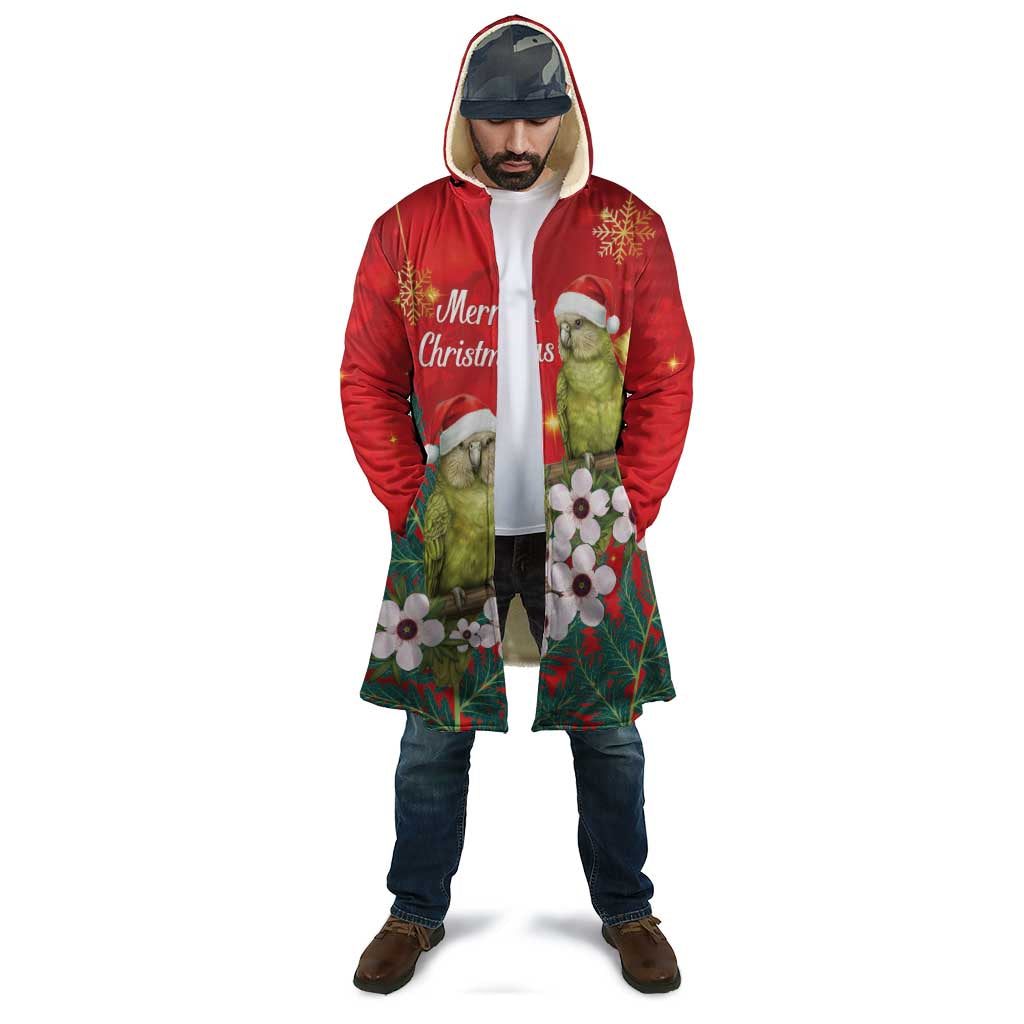 New Zealand Kakapo Christmas Cloak Owl Parrot Santa Sliver Fern Manuka - Red - Aussie Hoodie