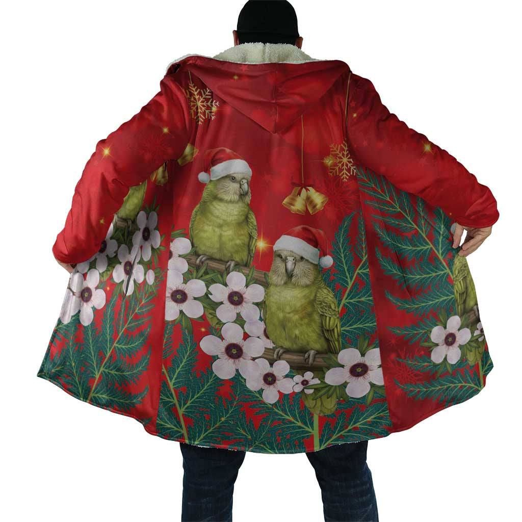 New Zealand Kakapo Christmas Cloak Owl Parrot Santa Sliver Fern Manuka - Red - Aussie Hoodie