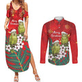 New Zealand Kakapo Christmas Couples Matching Summer Maxi Dress and Long Sleeve Button Shirt Owl Parrot Santa Sliver Fern Manuka - Red - Aussie Hoodie