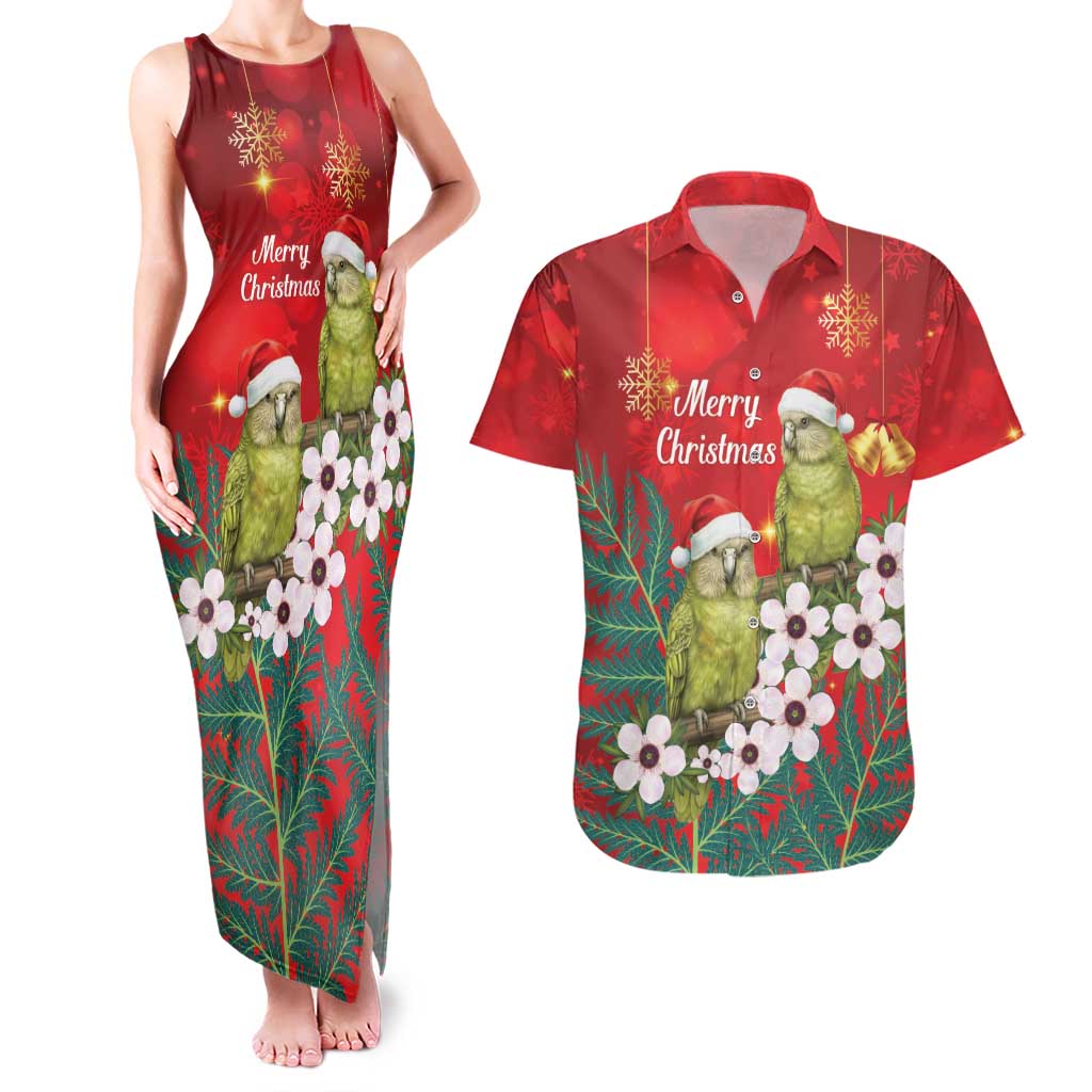 New Zealand Kakapo Christmas Couples Matching Tank Maxi Dress and Hawaiian Shirt Owl Parrot Santa Sliver Fern Manuka - Red - Aussie Hoodie