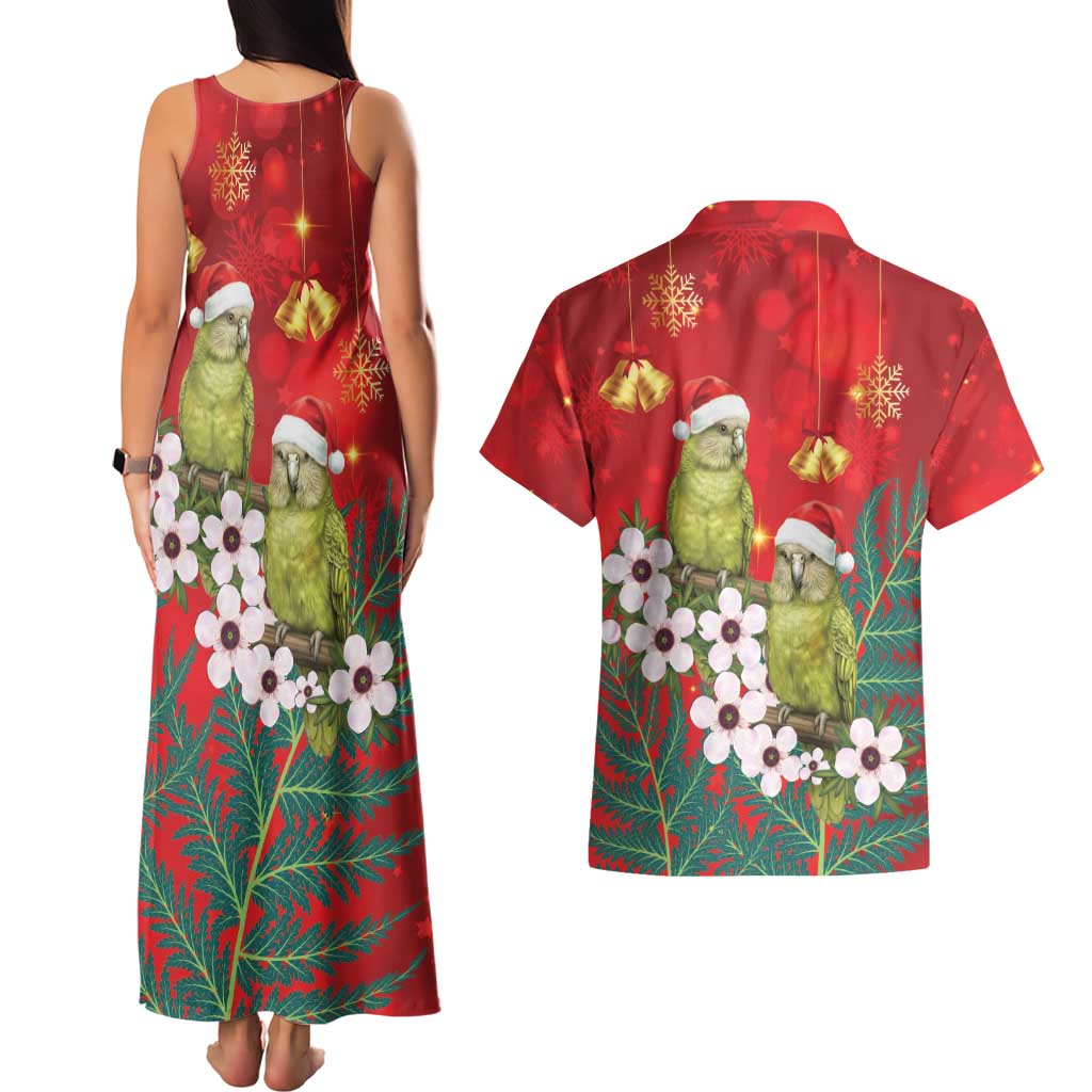 New Zealand Kakapo Christmas Couples Matching Tank Maxi Dress and Hawaiian Shirt Owl Parrot Santa Sliver Fern Manuka - Red - Aussie Hoodie