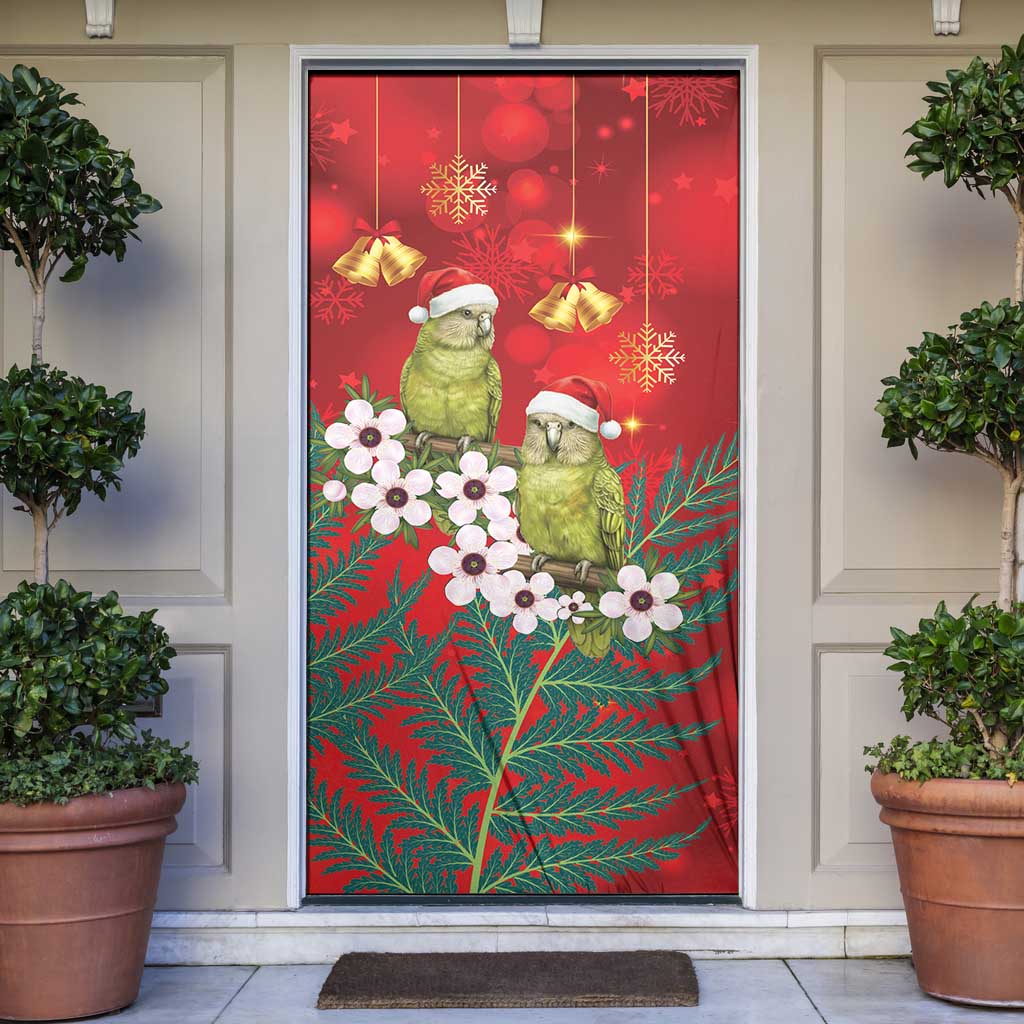 New Zealand Kakapo Christmas Door Cover Owl Parrot Santa Sliver Fern Manuka - Red - Aussie Hoodie