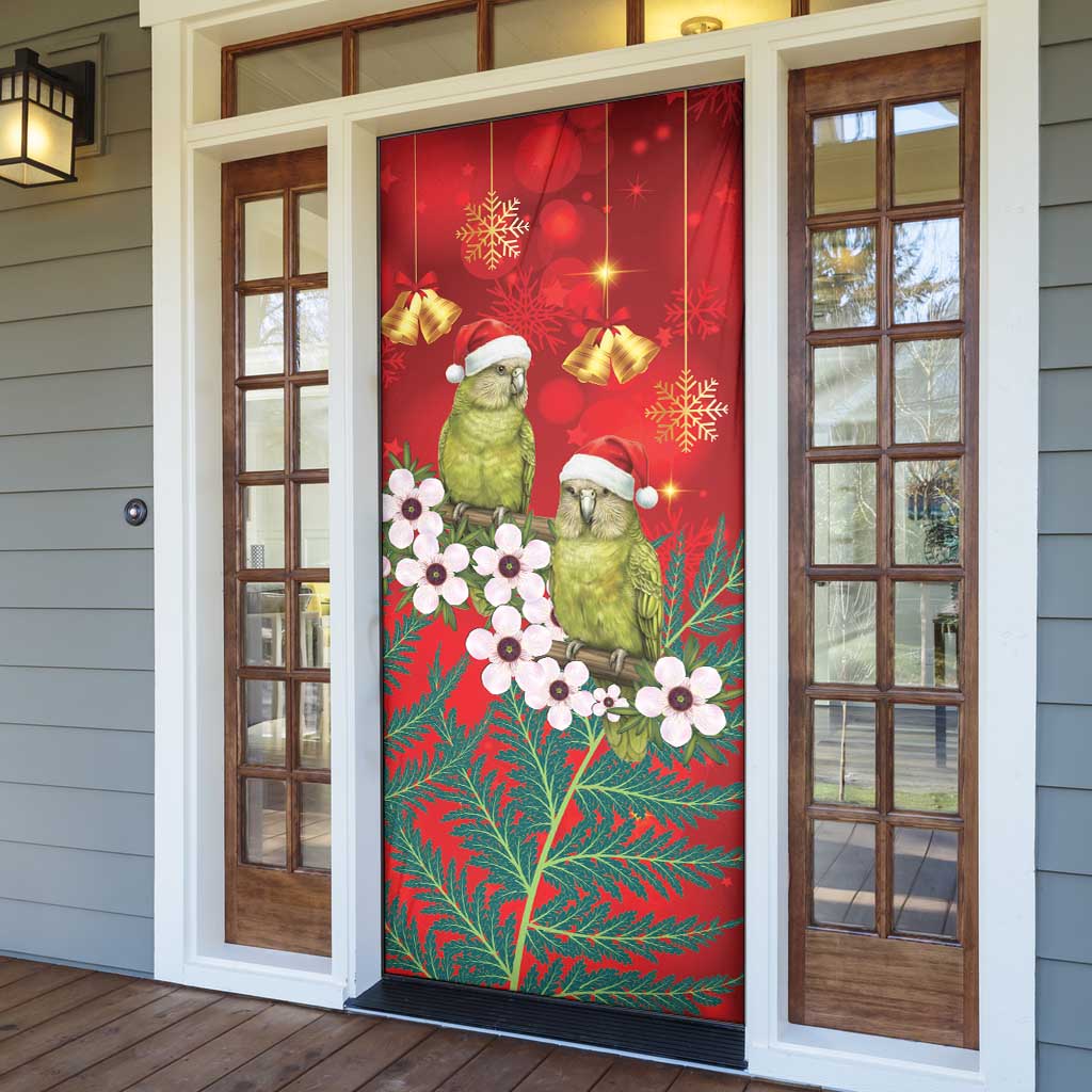 New Zealand Kakapo Christmas Door Cover Owl Parrot Santa Sliver Fern Manuka - Red - Aussie Hoodie