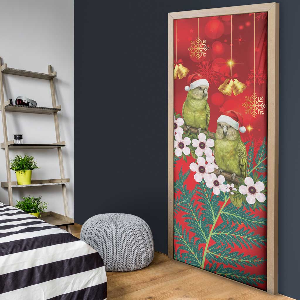 New Zealand Kakapo Christmas Door Cover Owl Parrot Santa Sliver Fern Manuka - Red - Aussie Hoodie