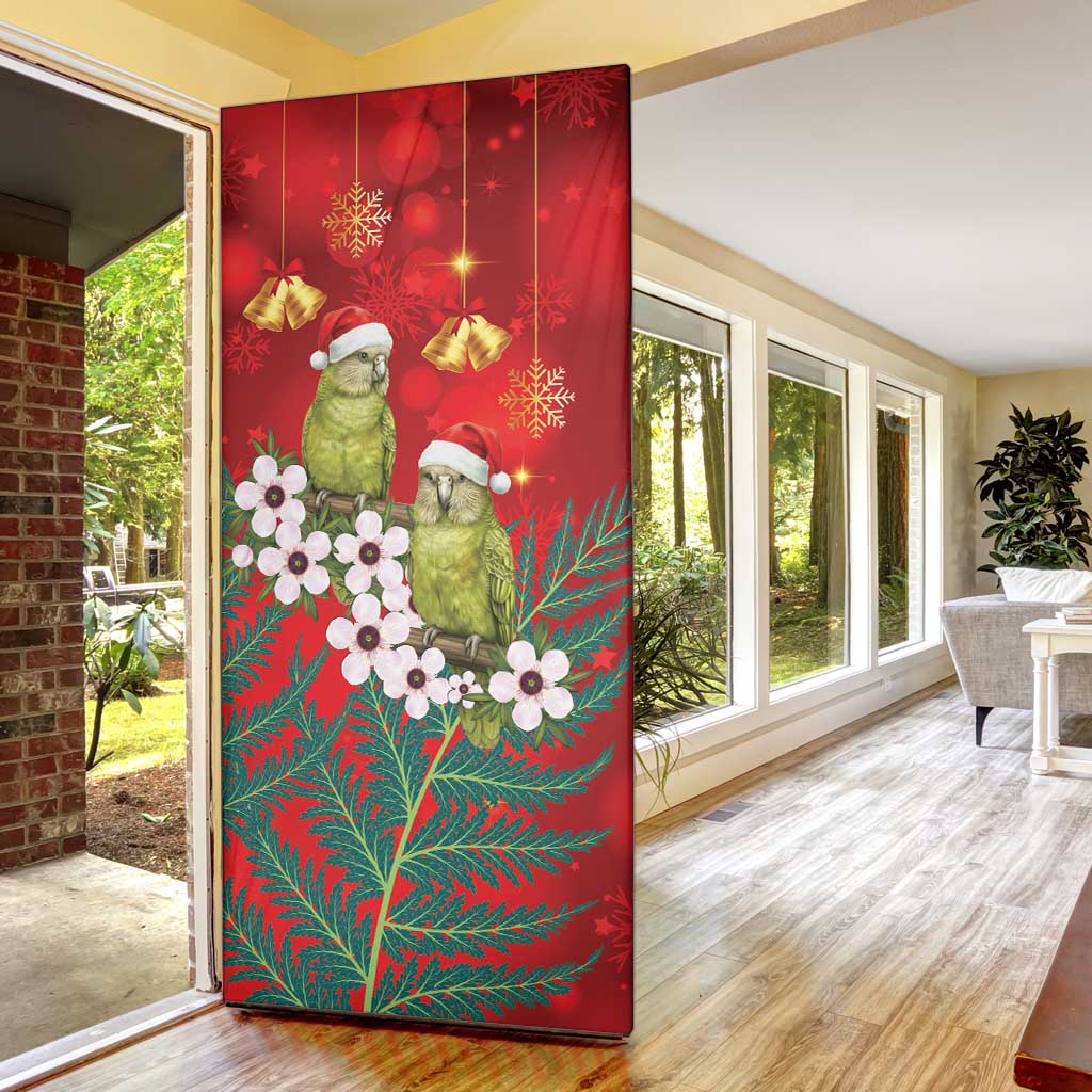 New Zealand Kakapo Christmas Door Cover Owl Parrot Santa Sliver Fern Manuka - Red - Aussie Hoodie