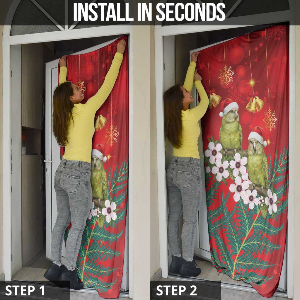 New Zealand Kakapo Christmas Door Cover Owl Parrot Santa Sliver Fern Manuka - Red - Aussie Hoodie