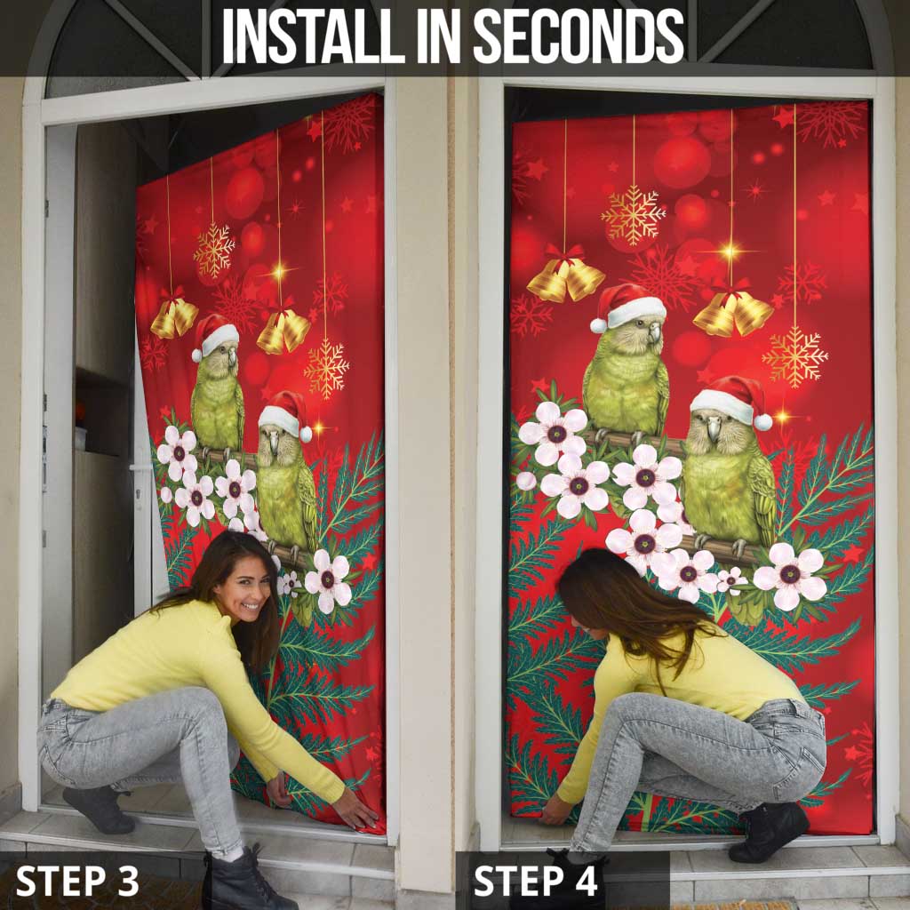 New Zealand Kakapo Christmas Door Cover Owl Parrot Santa Sliver Fern Manuka - Red - Aussie Hoodie