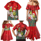 New Zealand Kakapo Christmas Family Matching Mermaid Dress and Hawaiian Shirt Owl Parrot Santa Sliver Fern Manuka - Red - Aussie Hoodie