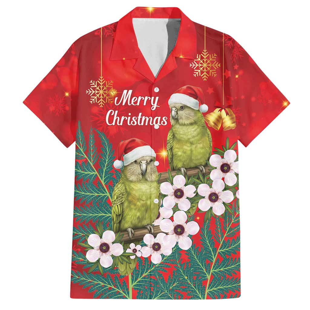 New Zealand Kakapo Christmas Family Matching Off Shoulder Short Dress and Hawaiian Shirt Owl Parrot Santa Sliver Fern Manuka - Red - Aussie Hoodie