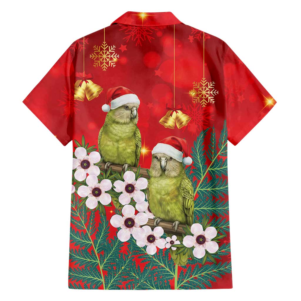 New Zealand Kakapo Christmas Family Matching Off Shoulder Short Dress and Hawaiian Shirt Owl Parrot Santa Sliver Fern Manuka - Red - Aussie Hoodie