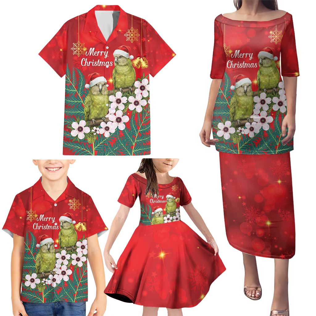 New Zealand Kakapo Christmas Family Matching Puletasi and Hawaiian Shirt Owl Parrot Santa Sliver Fern Manuka - Red - Aussie Hoodie