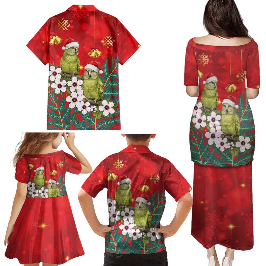 New Zealand Kakapo Christmas Family Matching Puletasi and Hawaiian Shirt Owl Parrot Santa Sliver Fern Manuka - Red - Aussie Hoodie
