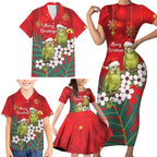 New Zealand Kakapo Christmas Family Matching Short Sleeve Bodycon Dress and Hawaiian Shirt Owl Parrot Santa Sliver Fern Manuka - Red - Aussie Hoodie