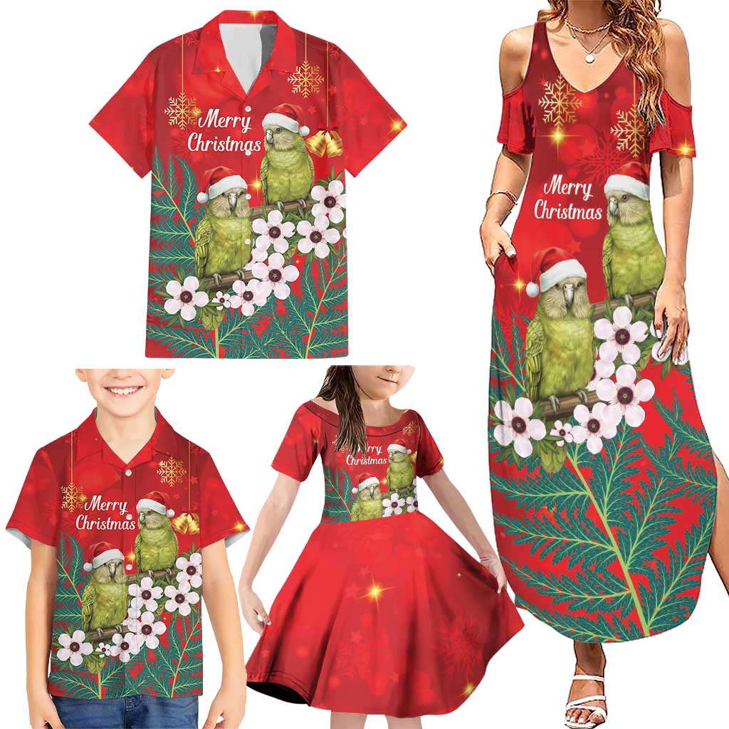 New Zealand Kakapo Christmas Family Matching Summer Maxi Dress and Hawaiian Shirt Owl Parrot Santa Sliver Fern Manuka - Red - Aussie Hoodie