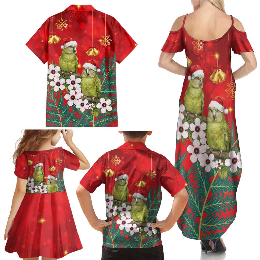 New Zealand Kakapo Christmas Family Matching Summer Maxi Dress and Hawaiian Shirt Owl Parrot Santa Sliver Fern Manuka - Red - Aussie Hoodie