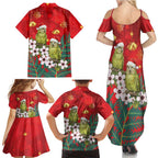 New Zealand Kakapo Christmas Family Matching Summer Maxi Dress and Hawaiian Shirt Owl Parrot Santa Sliver Fern Manuka - Red - Aussie Hoodie