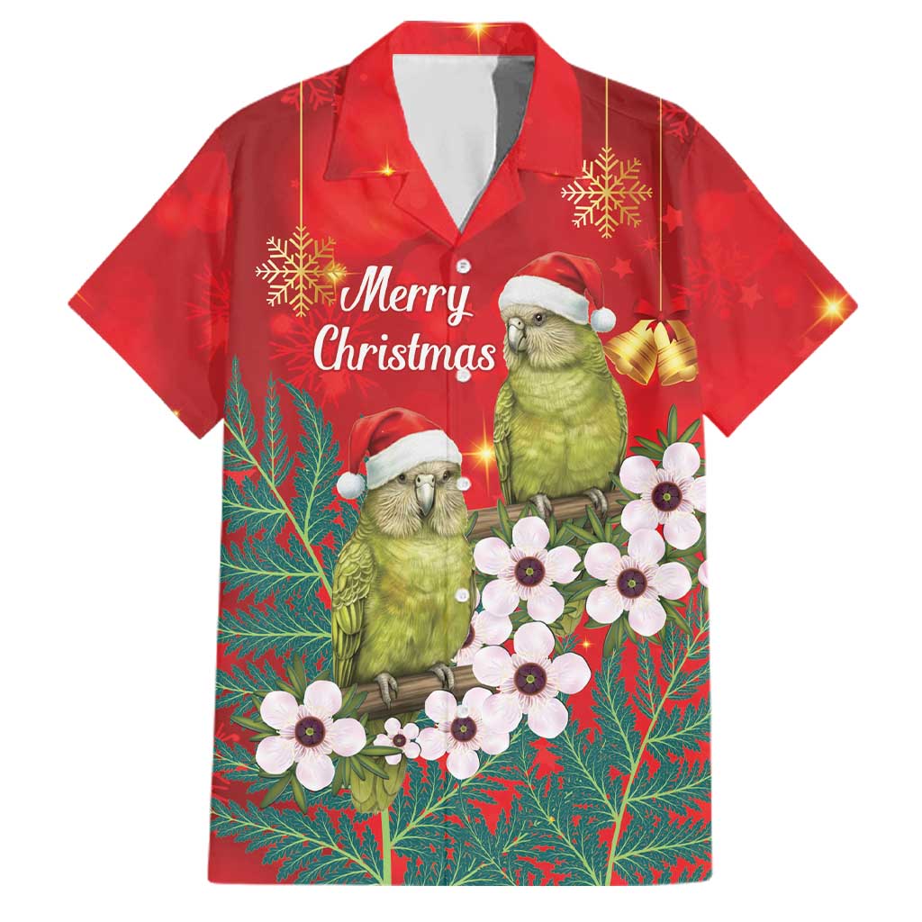 New Zealand Kakapo Christmas Family Matching Summer Maxi Dress and Hawaiian Shirt Owl Parrot Santa Sliver Fern Manuka - Red - Aussie Hoodie