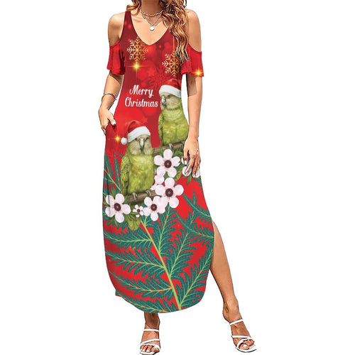 New Zealand Kakapo Christmas Family Matching Summer Maxi Dress and Hawaiian Shirt Owl Parrot Santa Sliver Fern Manuka - Red - Aussie Hoodie