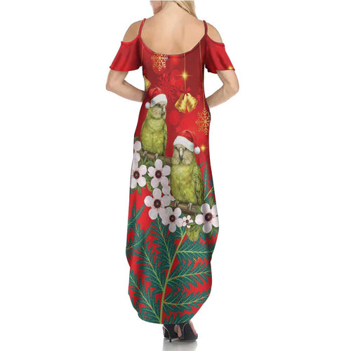 New Zealand Kakapo Christmas Family Matching Summer Maxi Dress and Hawaiian Shirt Owl Parrot Santa Sliver Fern Manuka - Red - Aussie Hoodie