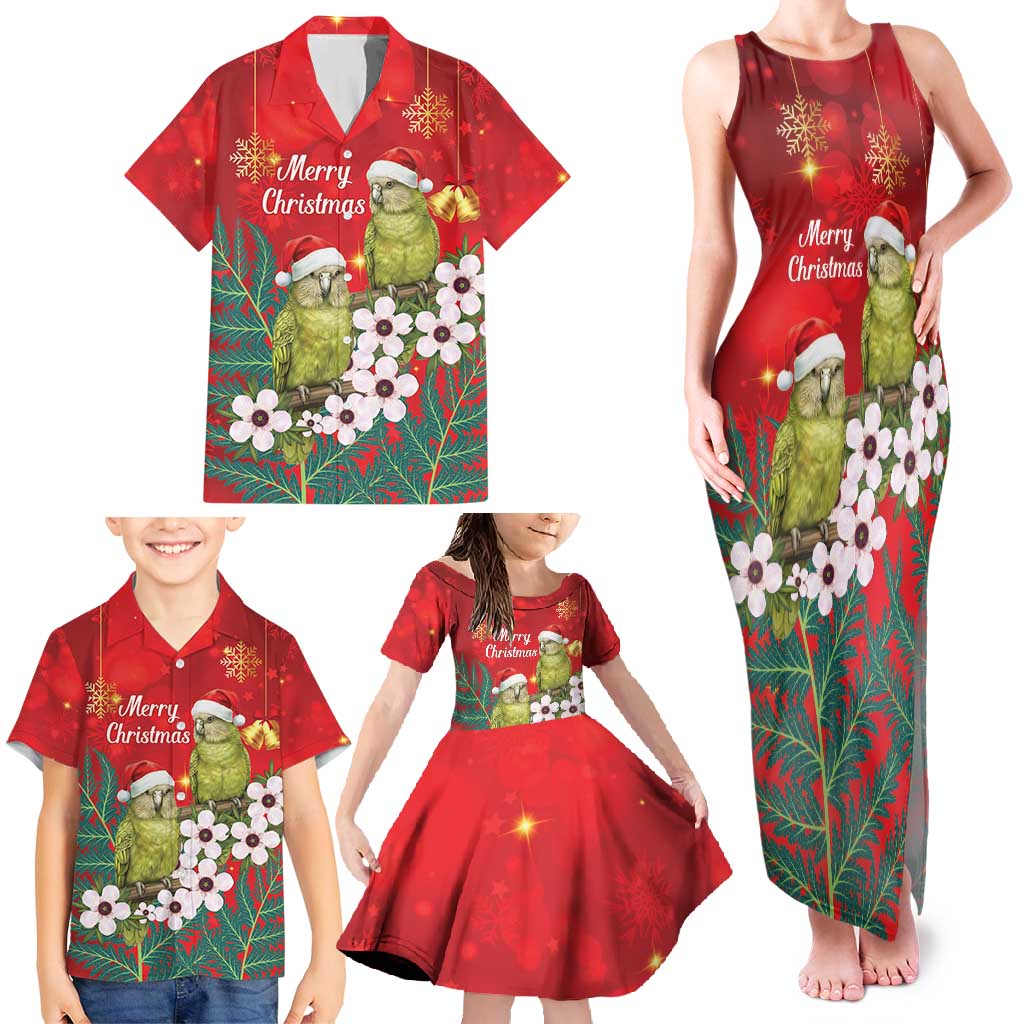New Zealand Kakapo Christmas Family Matching Tank Maxi Dress and Hawaiian Shirt Owl Parrot Santa Sliver Fern Manuka - Red - Aussie Hoodie