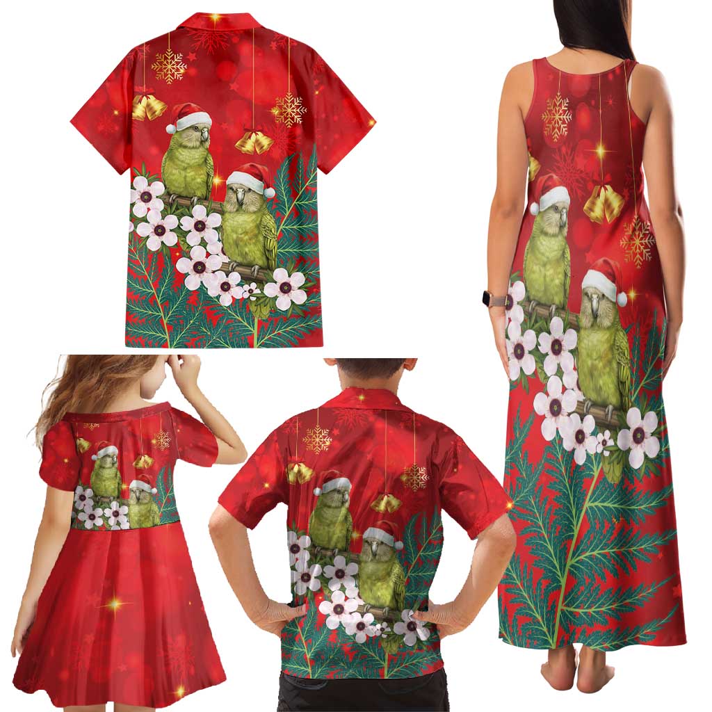 New Zealand Kakapo Christmas Family Matching Tank Maxi Dress and Hawaiian Shirt Owl Parrot Santa Sliver Fern Manuka - Red - Aussie Hoodie