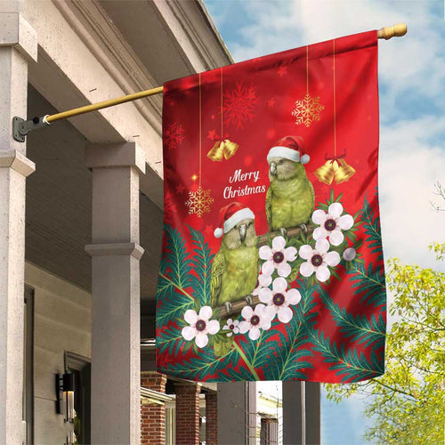 New Zealand Kakapo Christmas Garden Flag Owl Parrot Santa Sliver Fern Manuka - Red - Aussie Hoodie
