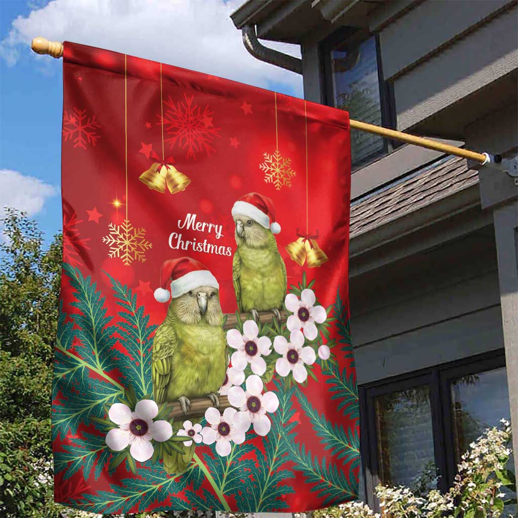 New Zealand Kakapo Christmas Garden Flag Owl Parrot Santa Sliver Fern Manuka - Red - Aussie Hoodie