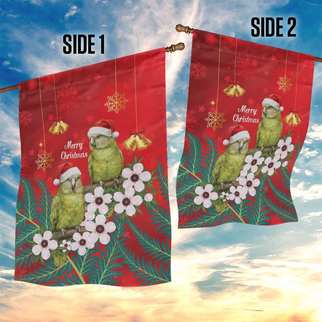 New Zealand Kakapo Christmas Garden Flag Owl Parrot Santa Sliver Fern Manuka - Red - Aussie Hoodie