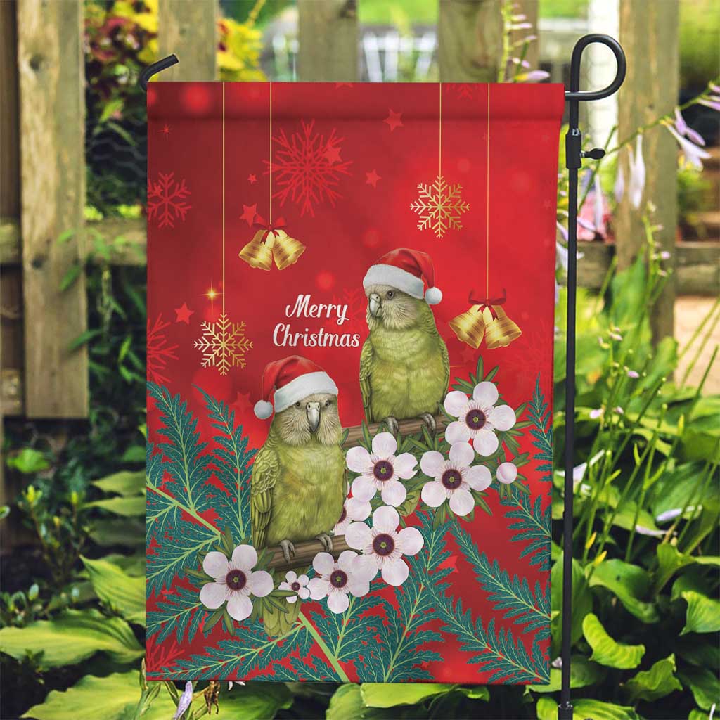 New Zealand Kakapo Christmas Garden Flag Owl Parrot Santa Sliver Fern Manuka - Red - Aussie Hoodie